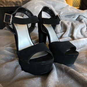 Black velvet high heels